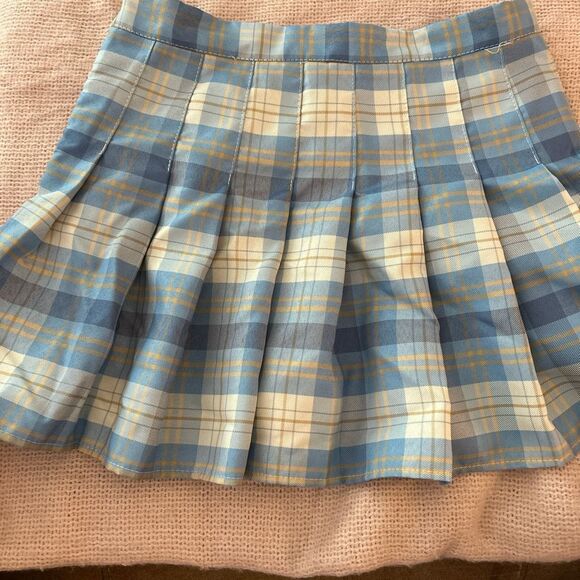 Cider Dresses & Skirts - Cider Blue Plaid Pleated Mini Skirt – Size Large